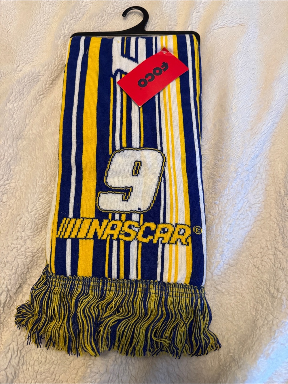 Roco x NASCAR #9 Fan Scarf in Blue, Yellow & White